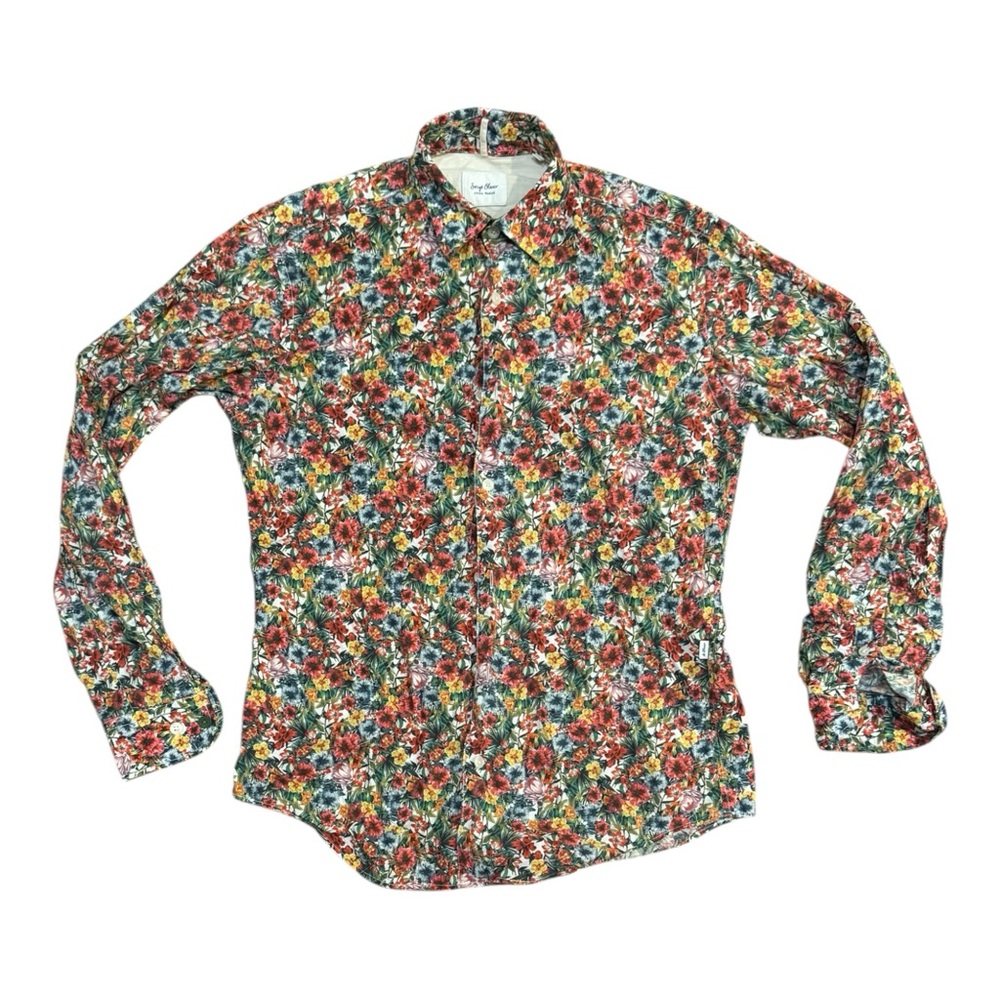 Serge Blanco Athlete Francais Floral Button Down Shirt men’s size M